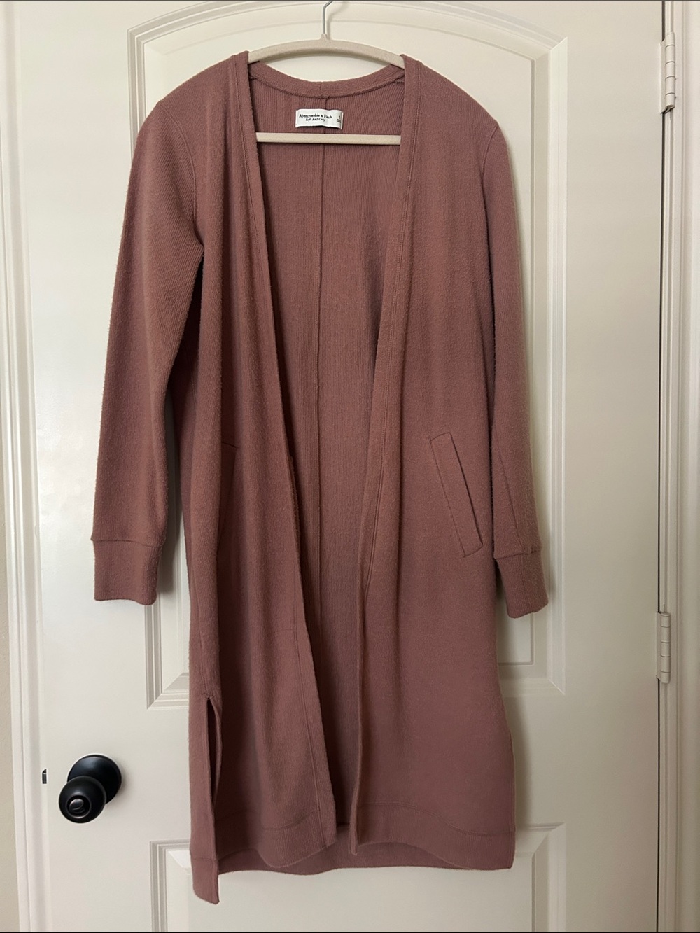 Abercrombie & Fitch Mauve Open-Front Long Cardigan